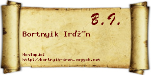 Bortnyik Irén névjegykártya